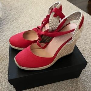 J.Crew Red Sardinia Wedge Espadrille Size 8